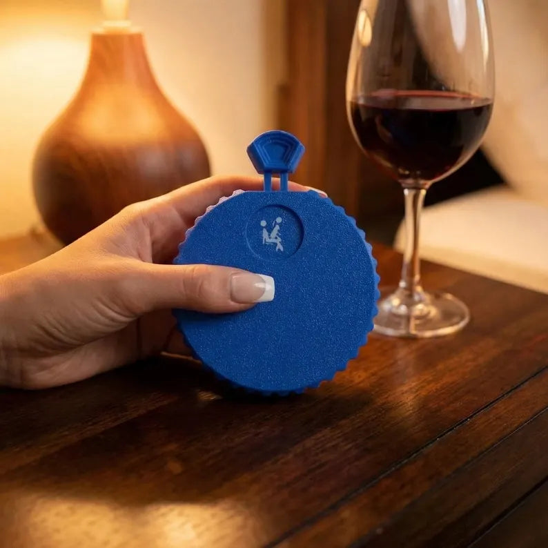 Blue TouchOrbit spinner in a date-night setting